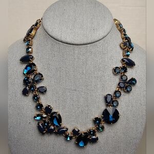 [J. CREW] Blue Crystal Foliage Collar Statement Necklace